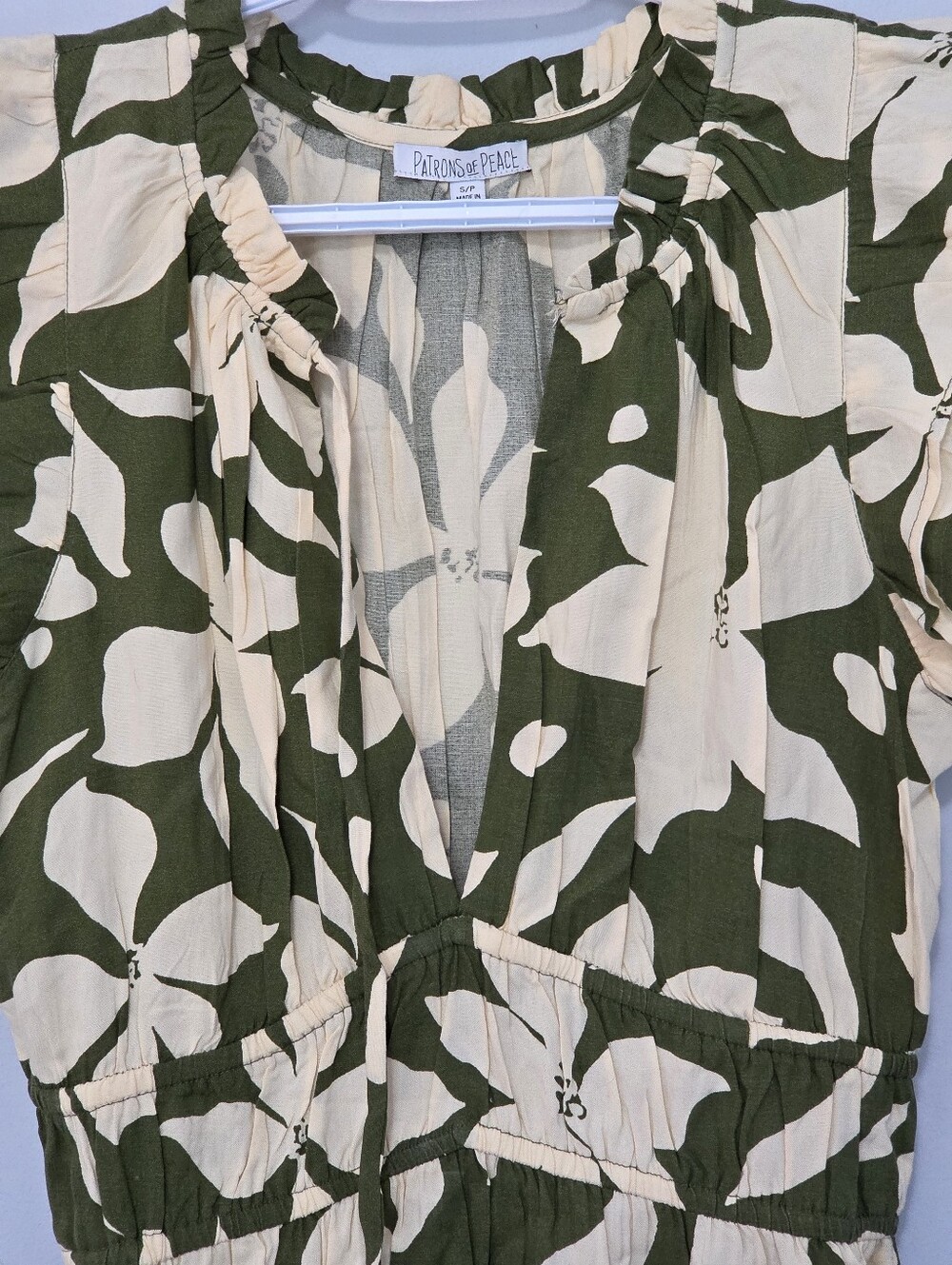 NEW ​Patrons of Peace Floral V Neck Corset Style Ruffle Maxi Dress Sz S 🌿 - Picture 6 of 16